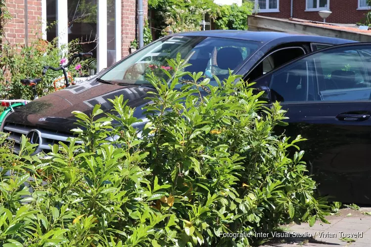 Auto komt tot stilstand in voortuin