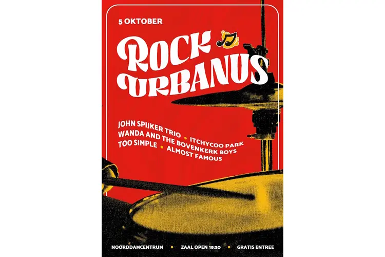 Bandjesavond Rock Urbanus zaterdag 5 oktober in het teken van 60 jaar Amstelveen